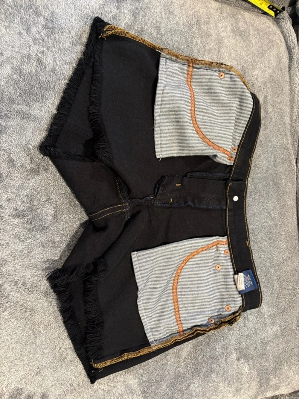 Black Frayed Hem Denim Shorts